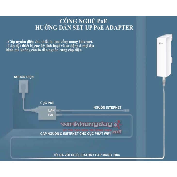 Wifi doanh nghiệp Tp-Link CPE510 Wifi doanh nghiệp Tp-Link CPE510 tích hợp công nghệ PoE cấp nguồn qua dây mạng với chiều dài lên đến 60m